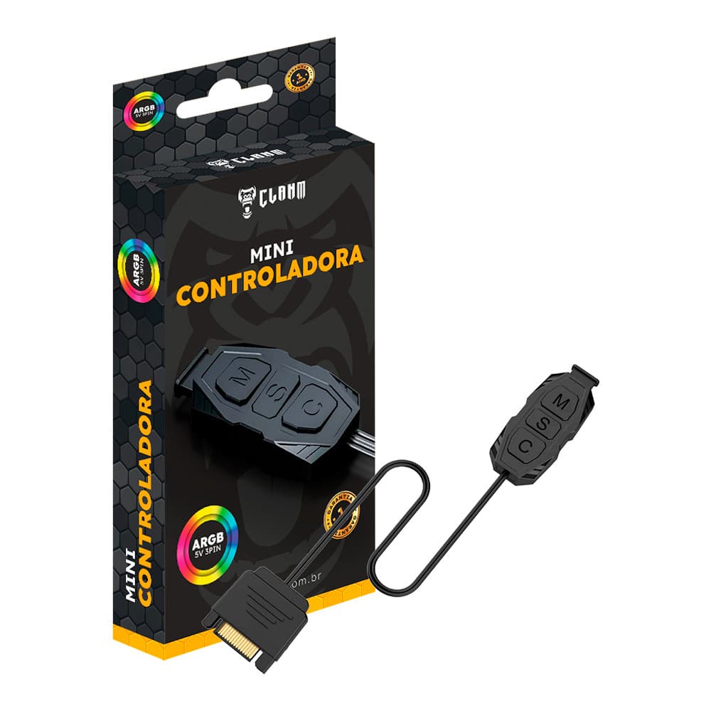 Mini Controladora ARGB Clanm 5V 3 Pinos Aura SATA Para Setup Gamer