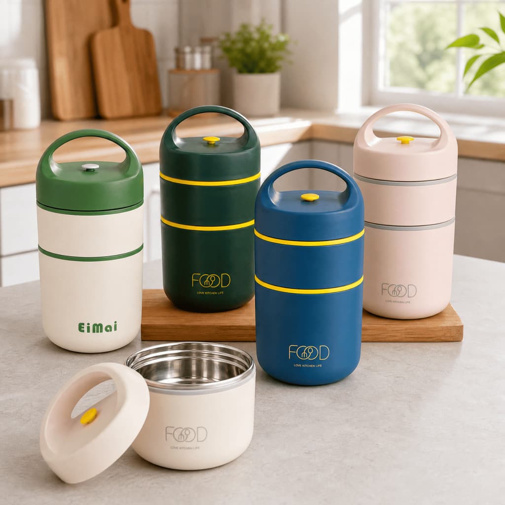 Marmita Termica 2 Andares Inox 304 + Bolsa Térmica Vedação Segura Quente ou Frio