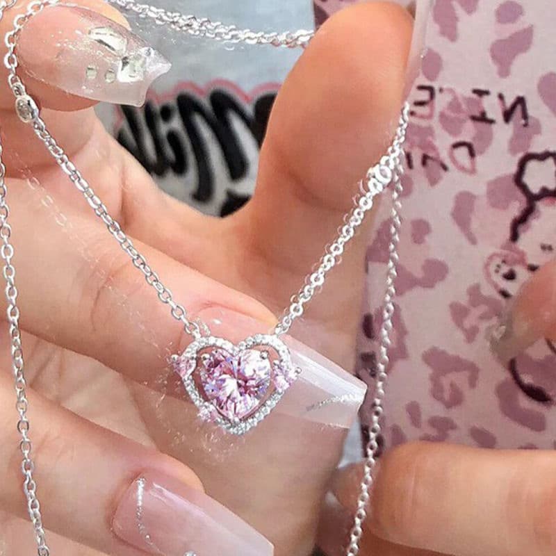 Guardião coração luz luxo moda Commuter sentido na moda nicho amor pingente colar elegante All-Match rosa clavícula corr