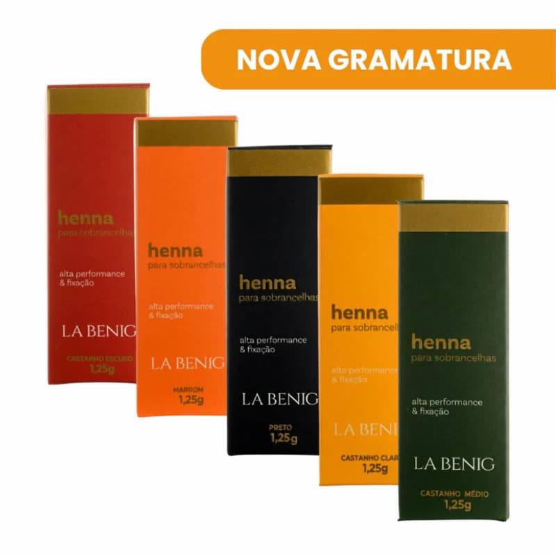 Kit 3 Henna La Benig 1,25g Sobrancelha Profissional Envio Imediato
