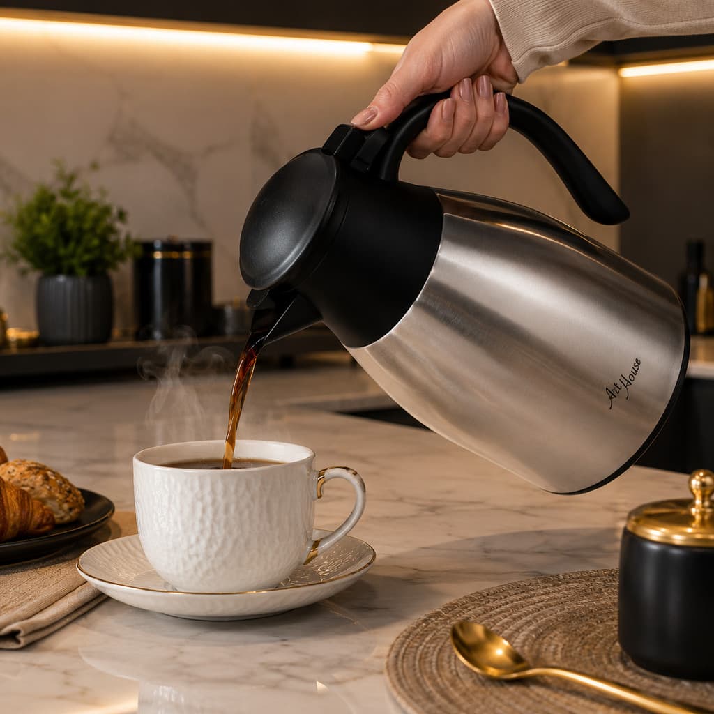 Bule Garrafa Térmica Inox 680 mL Ampola De Vidro Para Chá Café e Bebidas Quentes e Frias