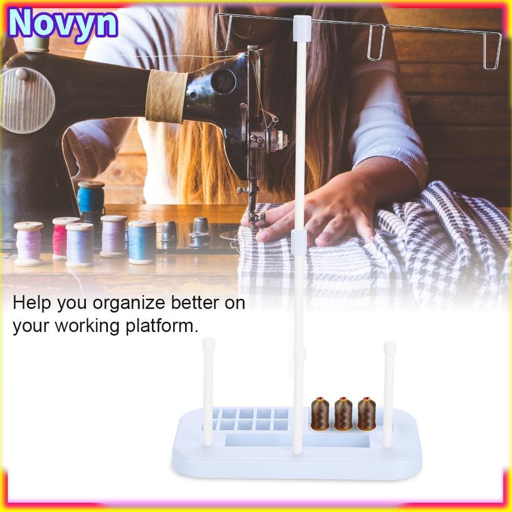 Suporte de linha Novyn-br FTVOGUE com 3 carretéis para máquinas de bordar e costura Carretel de cone ajustável