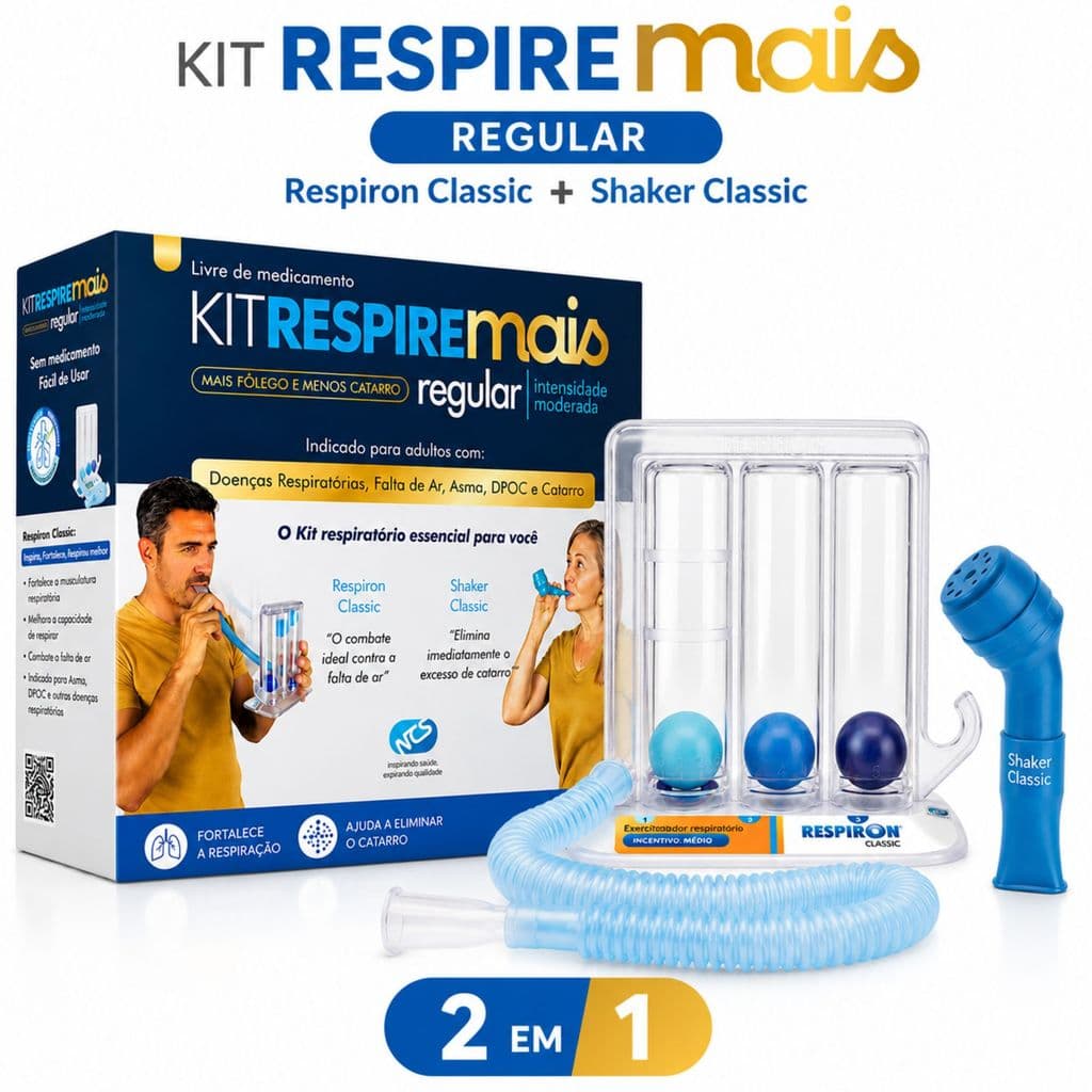 Respiron Classic + Shaker Classic - Kit Respire Mais Regular Incentivador Respiratório Pulmonar Eliminar Catarro