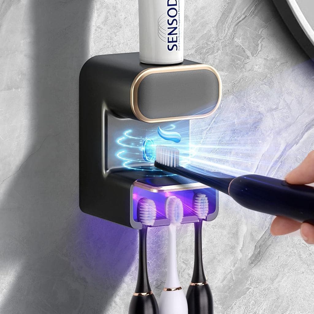 Dispensador Automático de Pasta de Dente, Dispensador Elétrico de Pasta de Dente Montado na Parede com 3 Compartimentos