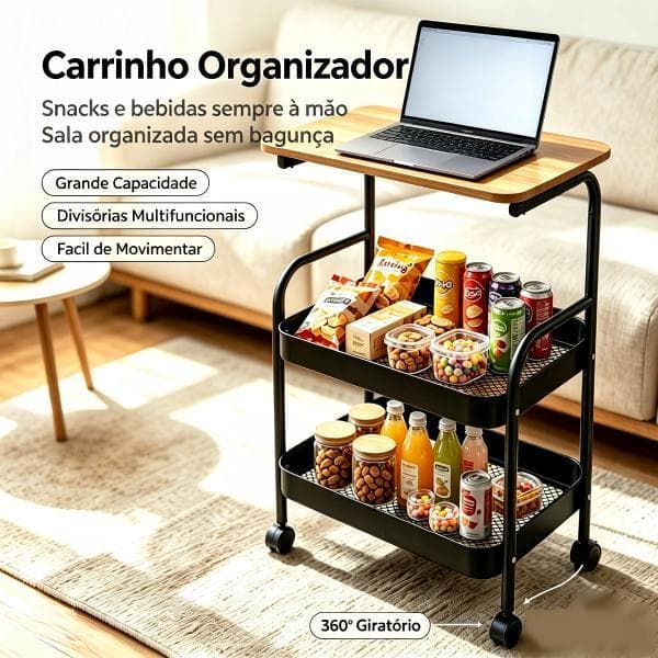 Rack de Armazenamento com Rodinhas, Carrinho Organizador Multicamadas,Organizador Doméstico para Cozinha Banheiro Quarto