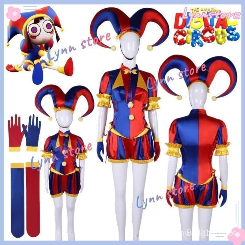 Fantasia de Cosplay POMNI: O Incrível Circo Digital - Traje de Pequeno Palhaço para Halloween, Role Play e Carnaval BY8O