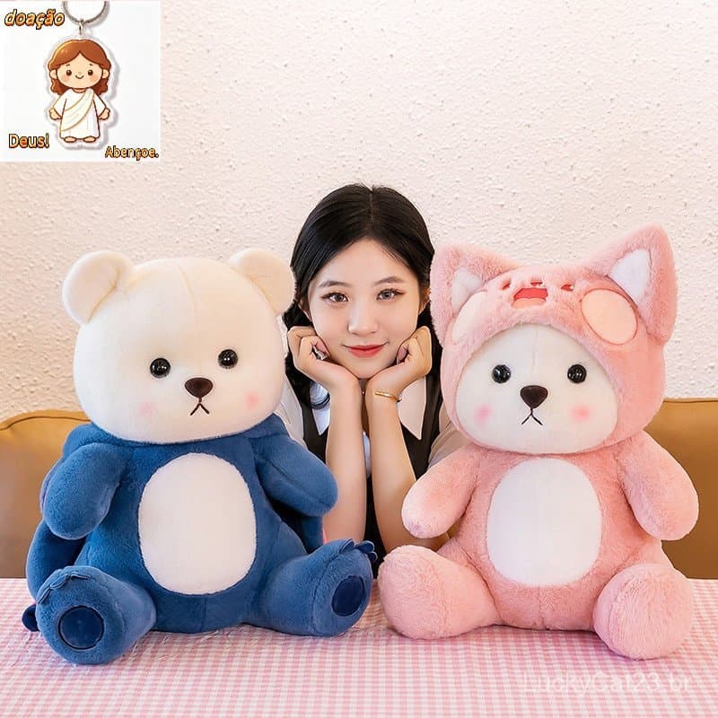 Urso de Morango Brinquedo de Pelúcia / Urso de Pelúcia com Chapéu / Presente de Aniversário para Crianças