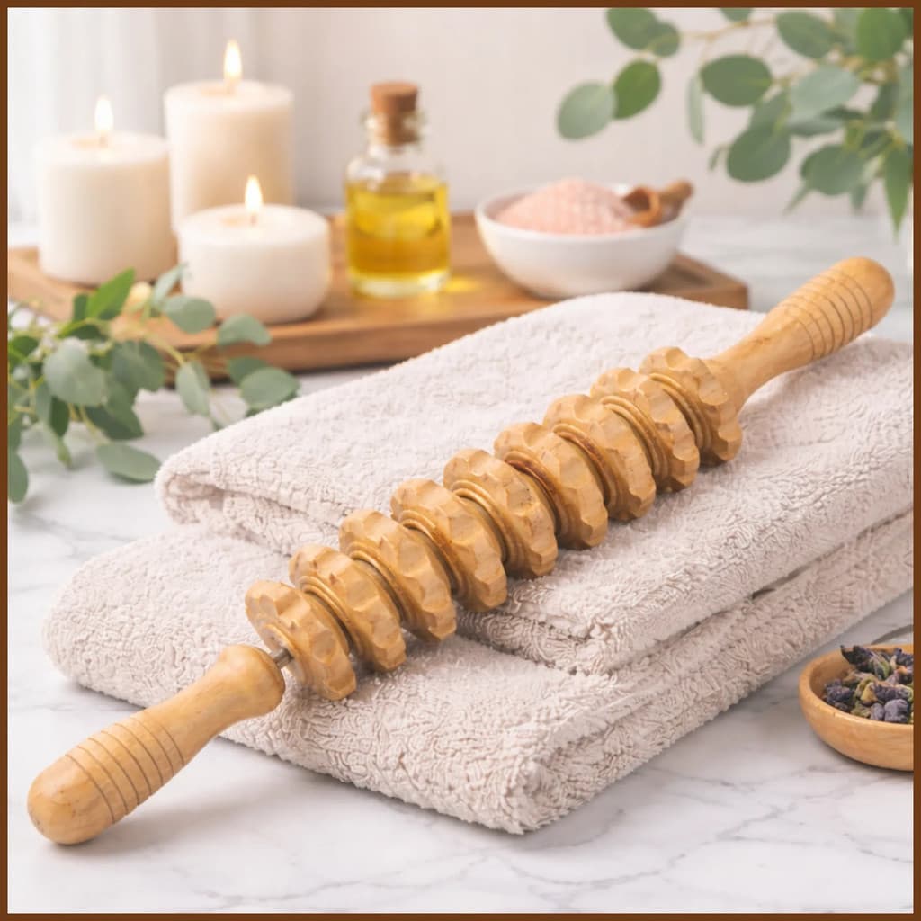 Massageador Bambu Corporal Relaxante Rolo Alívio Muscular