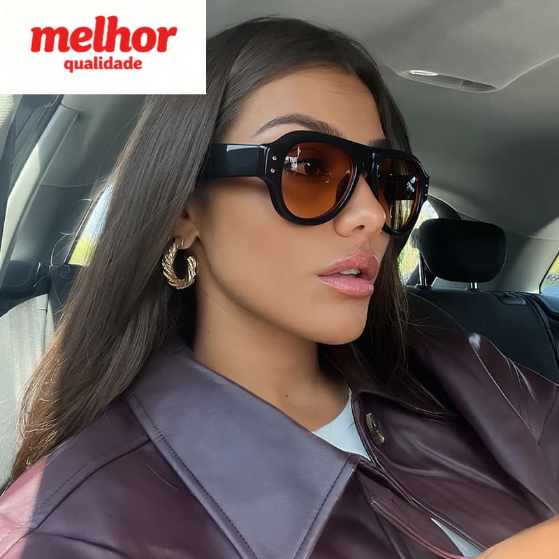 Óculos De Sol Piloto De Armação Larga Retrô Oversized Modelo Unissex