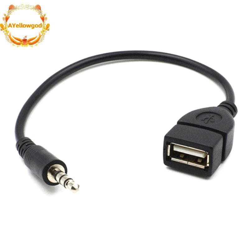 AYellowgod Conversor De Reprodutor De MP3 Para Carro 3.5 mm Macho AUX Audio Ja Plug USB 2.0 Fêmea Cabo Adaptador BR