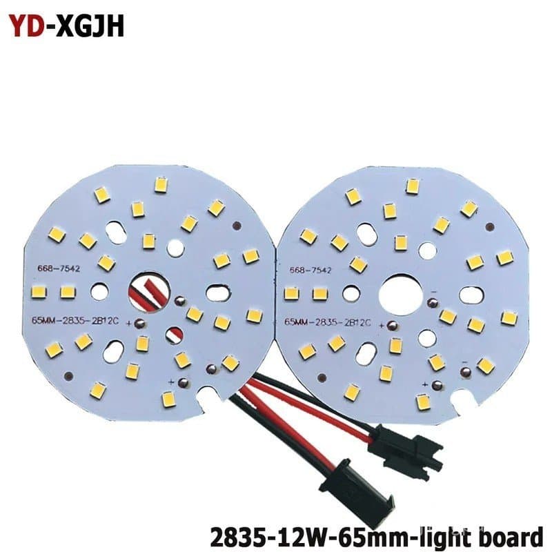 10 Peças com Fio, Placa PCB LED SMD 2835 de Alta Potência 12W, 65mm Redonda, Fonte de Luz de Alumínio, Luz Branca/Natura