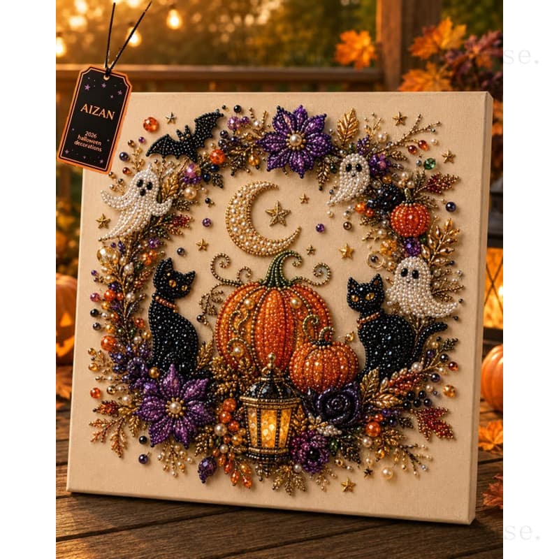 AIZAN Kit de Arte DIY Pérola Fantasma de Halloween, Nova Pintura Diamante 3D para Adultos, Artesanato com Esqueletos Fof