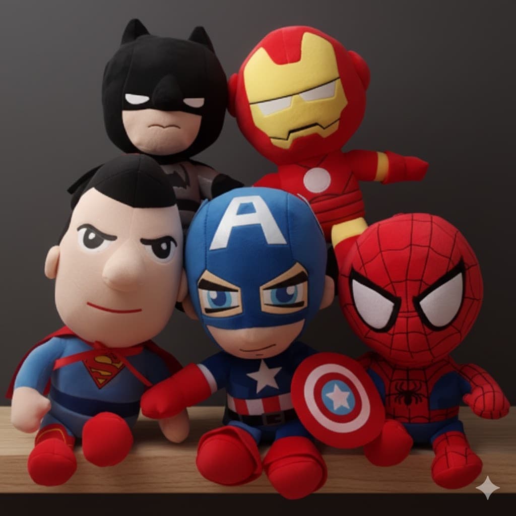 Pelúcias Vingadores e Liga da Justiça 22cm - Brinquedo de Pelúcia - Homem Aranha - Hipoalérgico - Marvel