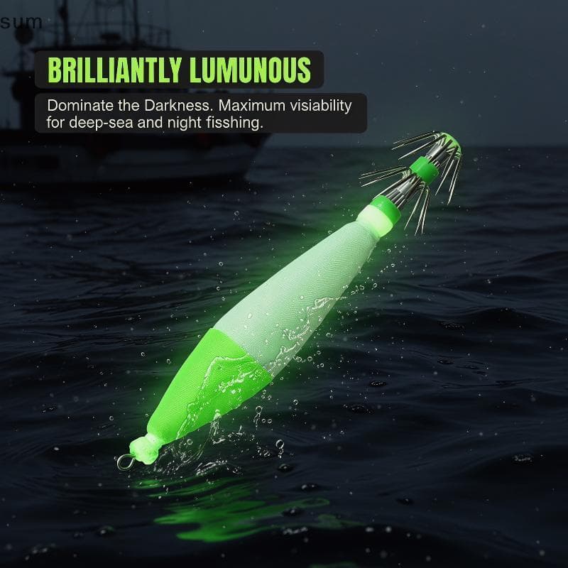 [sum] Iscas De Pesca Ganchos Luminosos Lula Gabarito Isca Dura Luminosa Conto Artificial Noctilucente BR