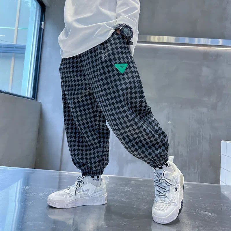 Calças infantis meninos meninas lã-velo-feixe sweatpants roupas de inverno primavera outono estilo médio grande crianças