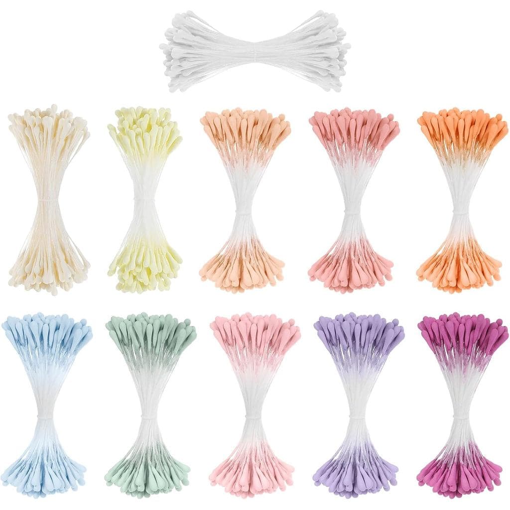 1100 Peças de Estames de Flores Perolados de 2mm em 11 Cores para Artesanato, Estames de Flores Artificiais para Kit de