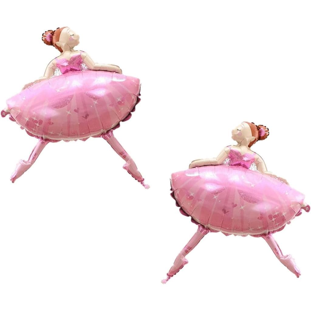 2PCS Balão de Alumínio Rosa em Forma de Menina Bailarina, Balão de Festa com Hélio para Decoração de Aniversário, Casame