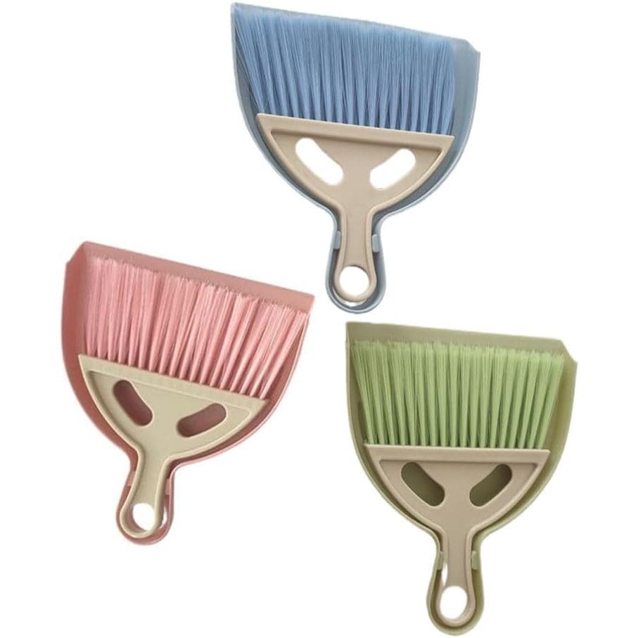 Conjunto de 3 Peças de Mini Vassoura e Pá com Cabo, Pá de Mão Pequena Pendurável e Conjunto de Ferramentas de Limpeza pa