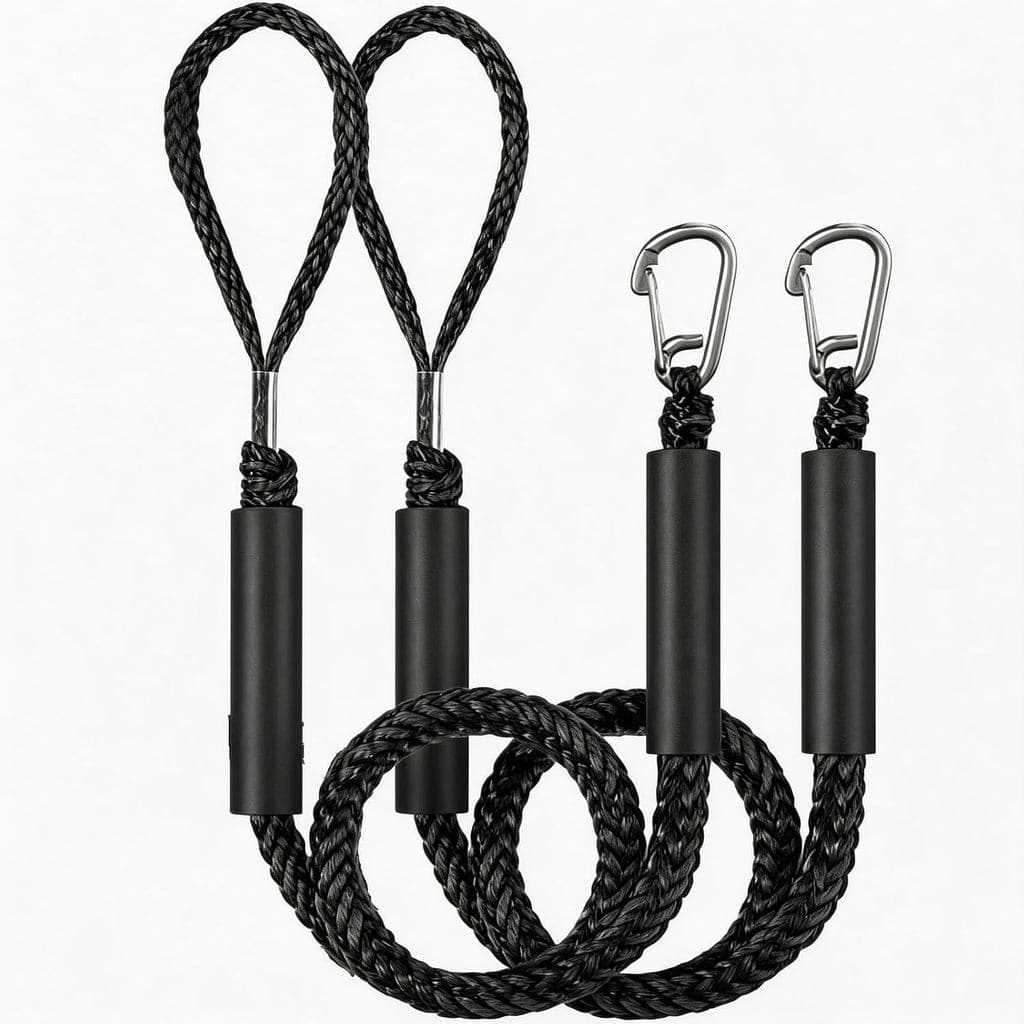 Cordas de Ancoragem Elásticas Pretas para Barcos 4,3 Pés, Cordas de Ancoragem para Barcos de Alta Resistência com Clipe