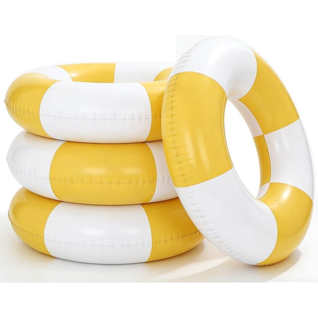 4 Boias Infláveis para Piscina de 35" - Anéis de Natação Grandes, Boias Flutuantes para Piscina, Espreguiçadeiras para F