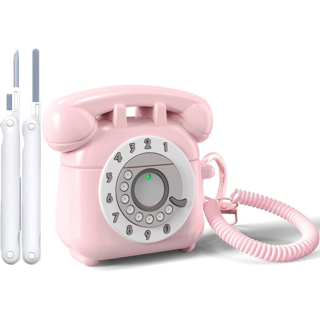 AIRSPO Compatível com Capa para Airpods 4 2024 com Kit de Limpeza, Design de Telefone Retrô para Capa Protetora de AirPo