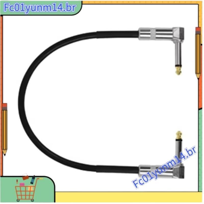 Linha Cabeça Redonda Efeitos De Guitarra Pedal Cabo 50cm Conector De Remendo Plano 6.35mm Plug Adaptador De Fio