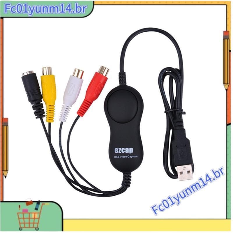 Ezcap158 USB 2.0 Placa De Captura De Áudio E Vídeo AV S-Video Gravação De Analógica Para Player V8 Hi8 Câmera Filmadora