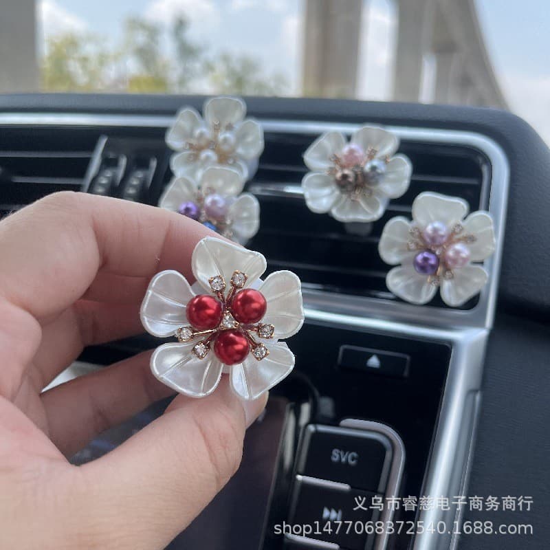 ENVIO RÁPIDO: Perfume para Saída de Ar do Carro, Decoração de Flor de Pérola, Mini Acessório Automotivo, Presente, Ornam