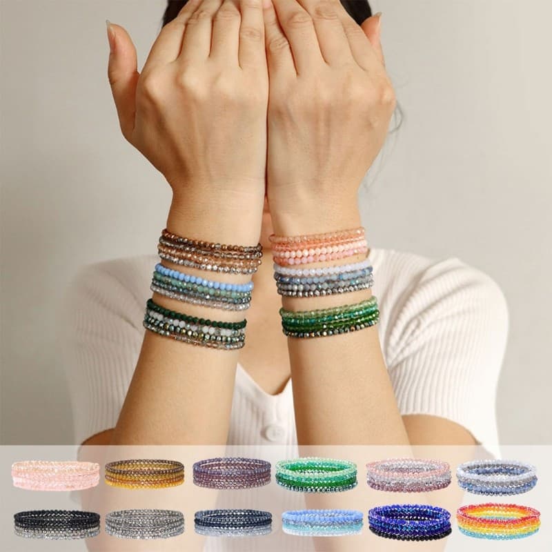 YOI Pulseiras De Contas Coloridas Elásticas Multicamadas Acessórios De Joias Da Moda Estilos Exclusivos Para Uso Diário