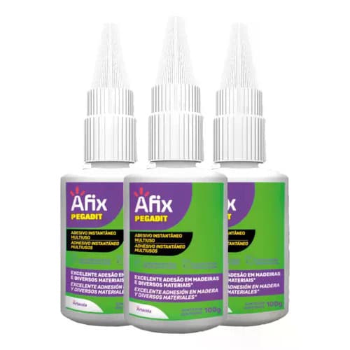 Kit 3un Cola Instantânea Multiuso Alta Resistência 100g Afix Incolor