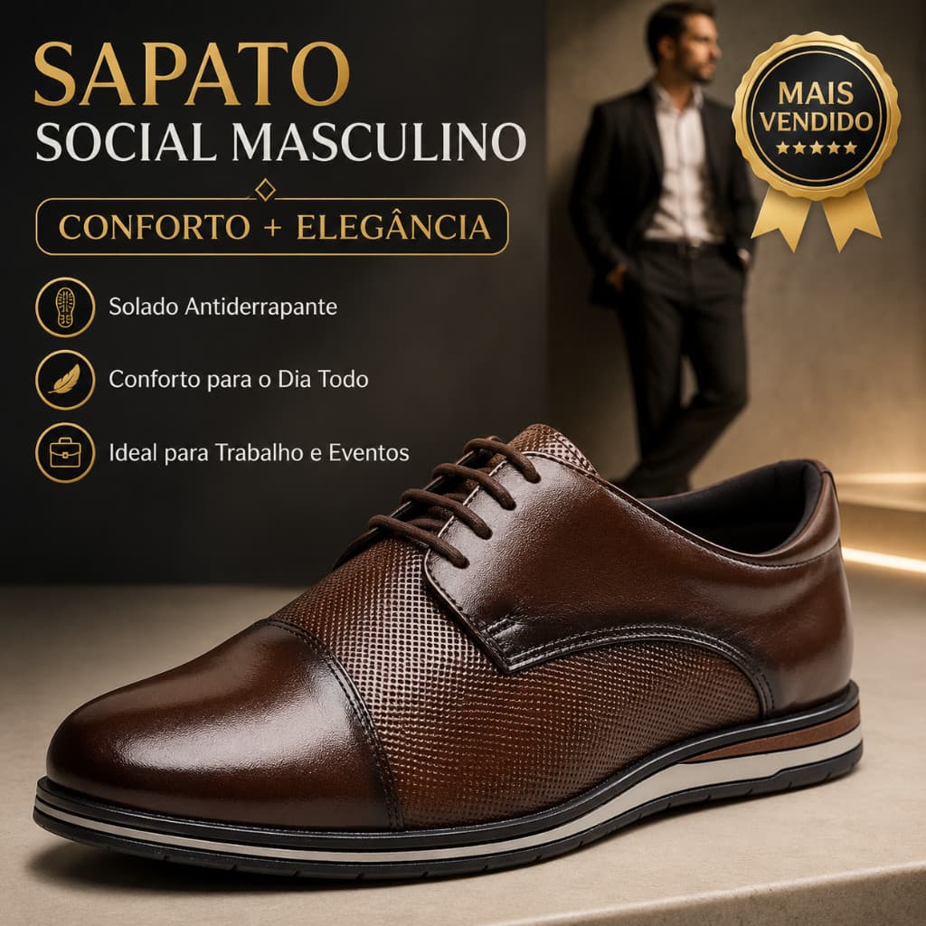 Sapato Social Masculino Preto Marrom Casual Executivo Cadarço Confortável Antiderrapante Premium