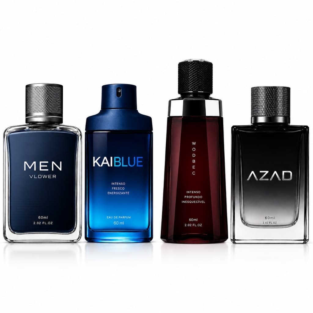 KIT 4 PERFUMES MASCULINO IMPORTADO HOMEM KAIBLUE AZAD WODBEC SPRAY
