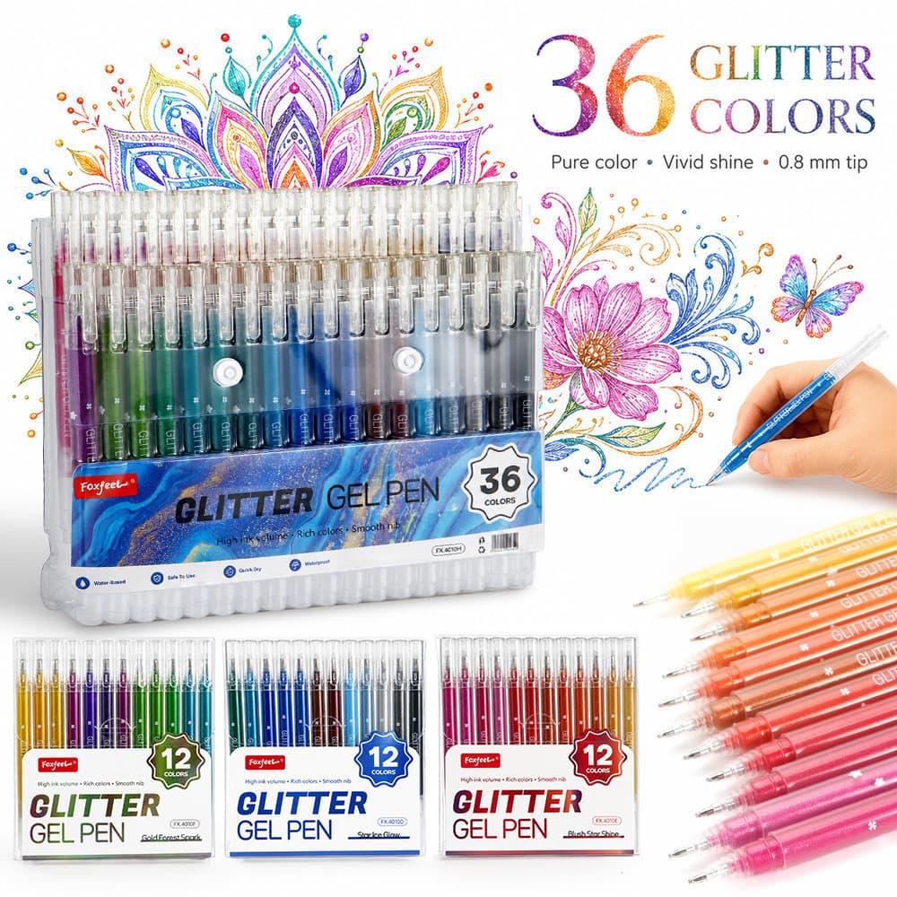 Cor Glitter gel caneta manual empilhamento gel caneta estudante criativo papelaria caneta