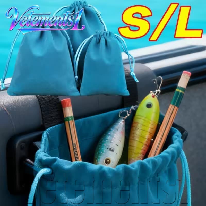 [Navio Grátis] Bolsa De Armazenamento De Equipamento De Pesca M/L Com Cordão-Bolsas De Material Flocado Macio-Acessório