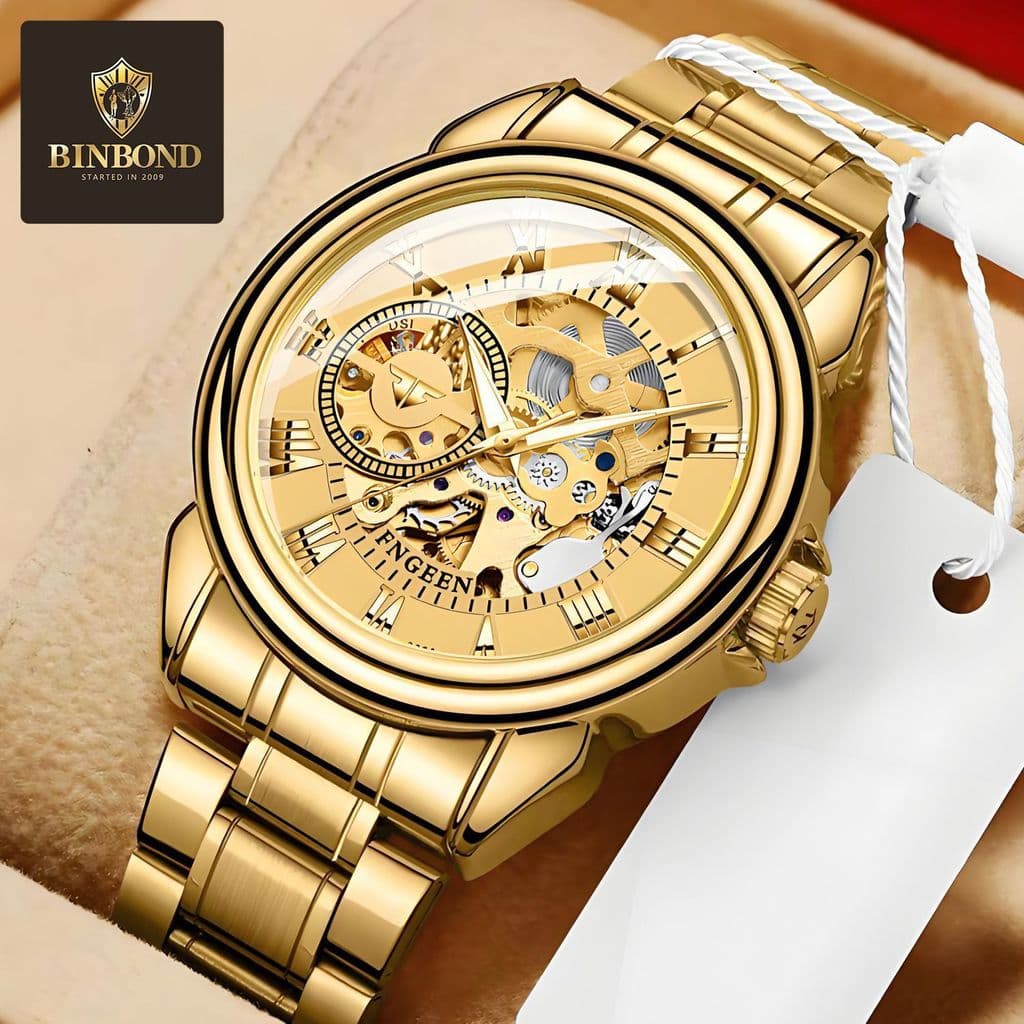 Fenzun FNGEEN Relógio Mecânico Masculino Automático Moda Casual Relógio Oco 80526