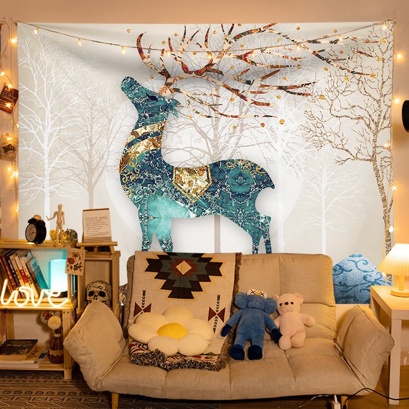 Tapeçaria estilo Ins, tecido decorativo atmosférico, tecido de fundo para quarto, cabeceira, decoração de parede com um