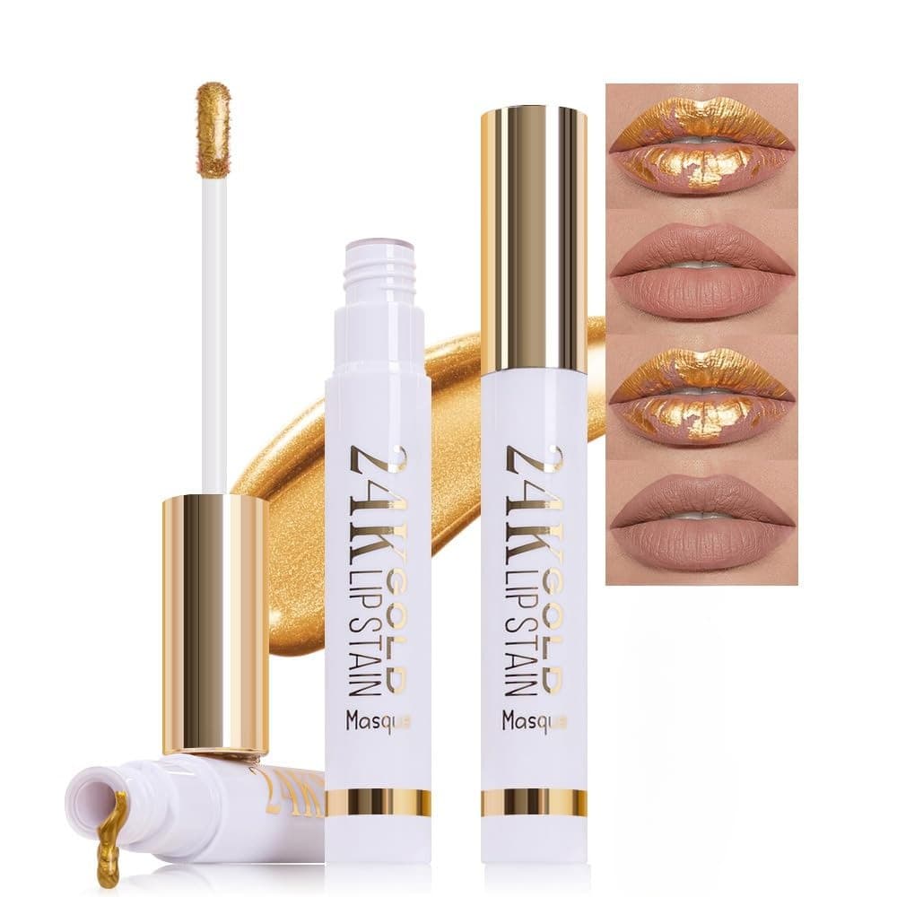 24K Gold Peel Off Lip Stain Líquido Tint À Prova D'água De Longa Duração De Transferência Maquiagem Labial Com Pinça