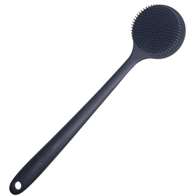 Escova de limpeza traseira de chuveiro DNC Escova de chuveiro de Silicone macio com cabo longo (preta)