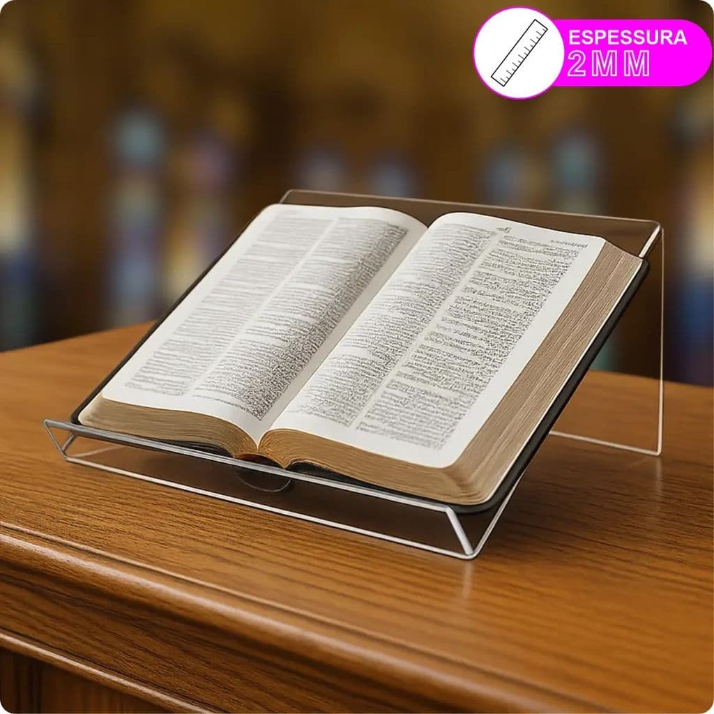 Suporte Apoio De Bíblia Porta Livros Estudo Leitura Acrílico
