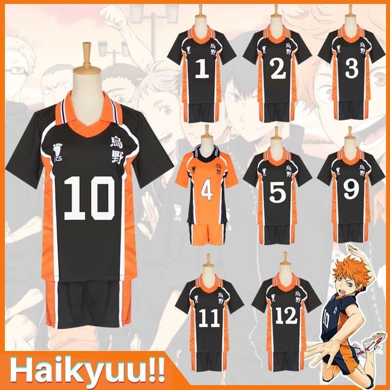 Fantasia de Cosplay Haikyuu, Conjunto de Uniforme Esportivo do Clube de Vôlei da Escola Secundária Karasuno CC6T