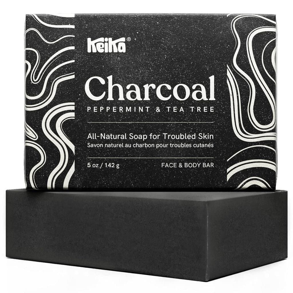 Barra de Sabão de Carvão Kaika, adequada para eczema, psoríase, rosto, corpo, homens com oleosa, mulheres e adolesc