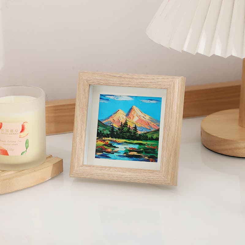 Pequena moldura de madeira para fotos, ornamento criativo de madeira vazada para mesa, DIY com pastel a óleo, moderno e