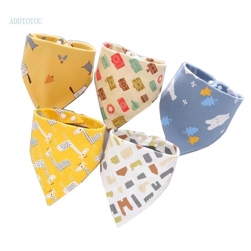Time 5 Pçs Babadores Alimentação Do Bebê Toalha Saliva Para Lenços Triangulares Bandana Macio Botão Pre