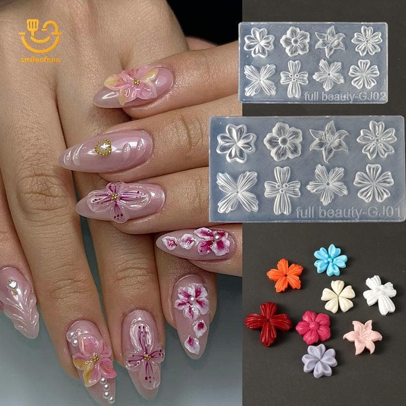 smileofenn Primavera Pétalas De Flores Molde De Silicone Para Unhas Tridimensional Floral DIY Design Modelo De Manicure
