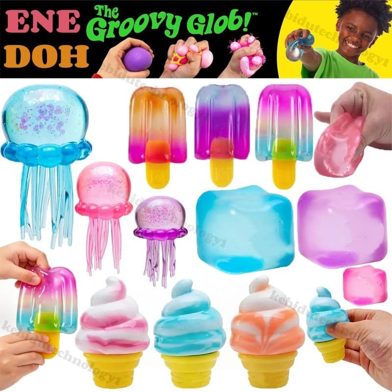 [Estoque Pronto] NeeDoh Engraçado Slime Medusa Squeeze Toy Colorido Bonito Macio Squish Cubo Sensorial Relaxamento De Es