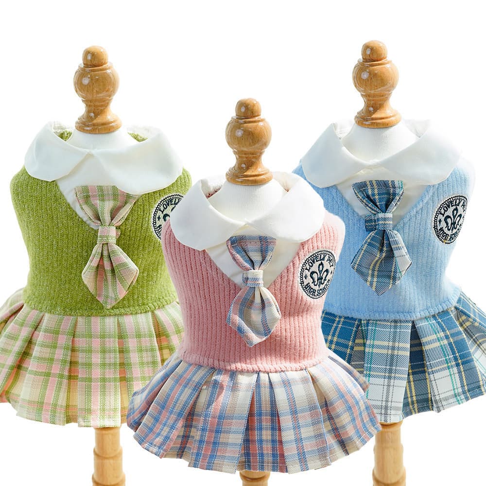 Vestido de Suéter JK para Gatos, Roupas para Cães, Saia para Animais de Estimação para Cães Pequenos e Médios 4ZH0