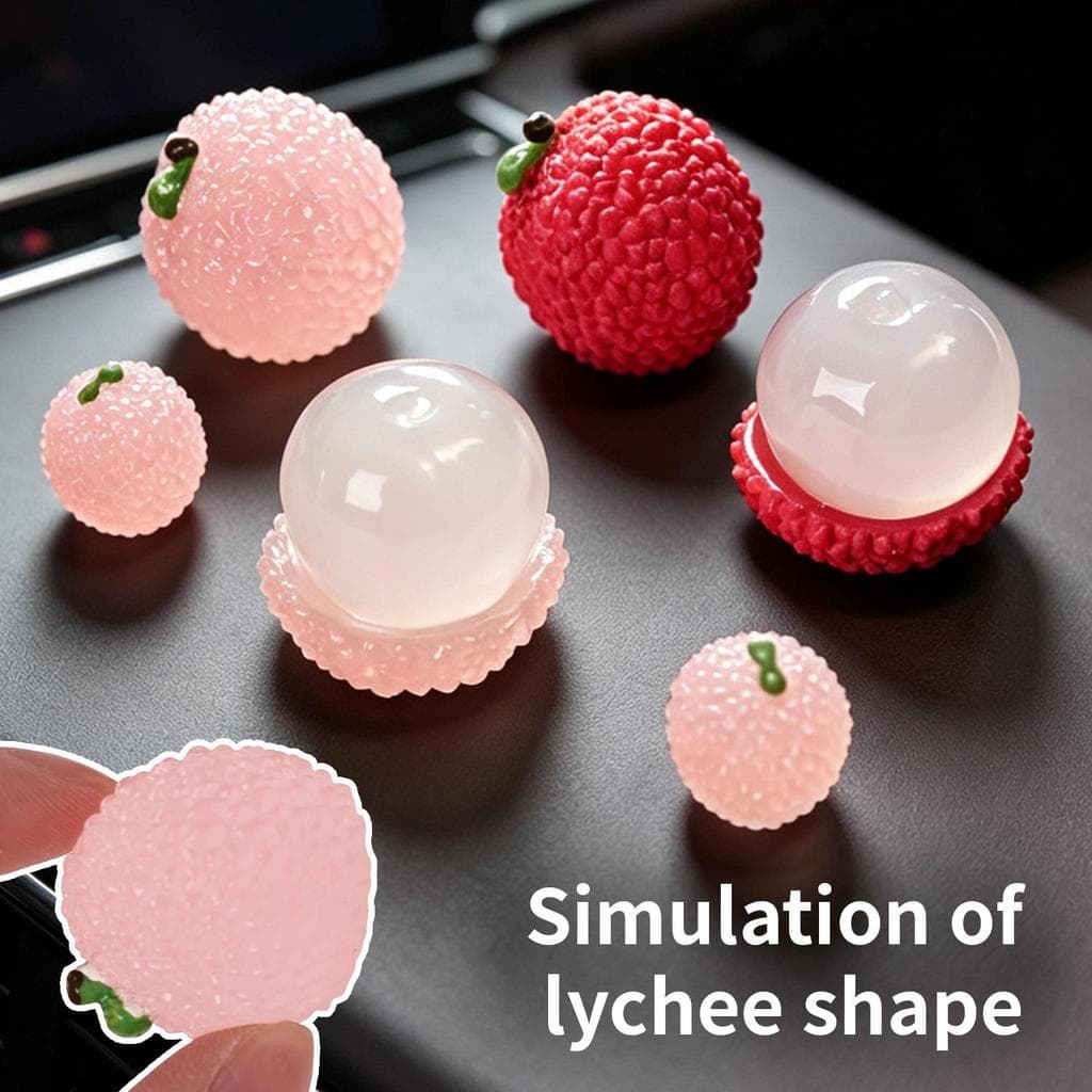 Bugiganga De Resina De Lichia Rosa 3D Realista-Mini Decoração Removível De Console Automático-2/6 Unidades Acessório De