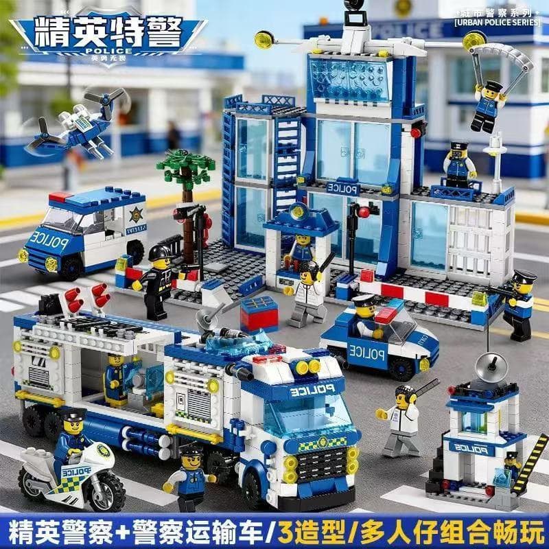 1500 PCS Lego Blocos de Construção Sede da Polícia Transportador Especial Mecha Boy Brinquedos Montados