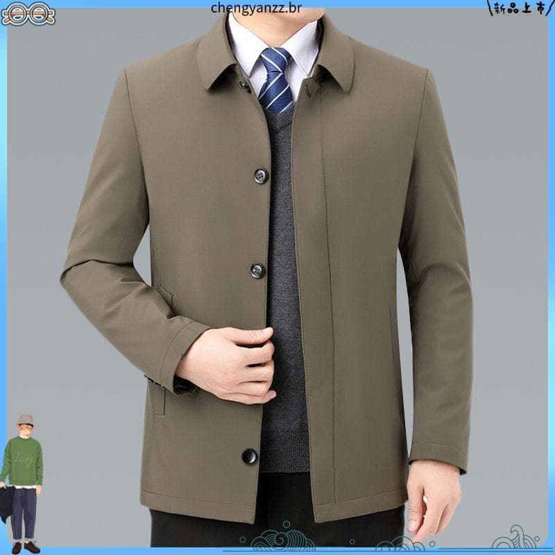 Casaco de algodão masculino de meia-idade lapela primavera outono estilo algodão botão topo pai usar jaqueta Casual de n