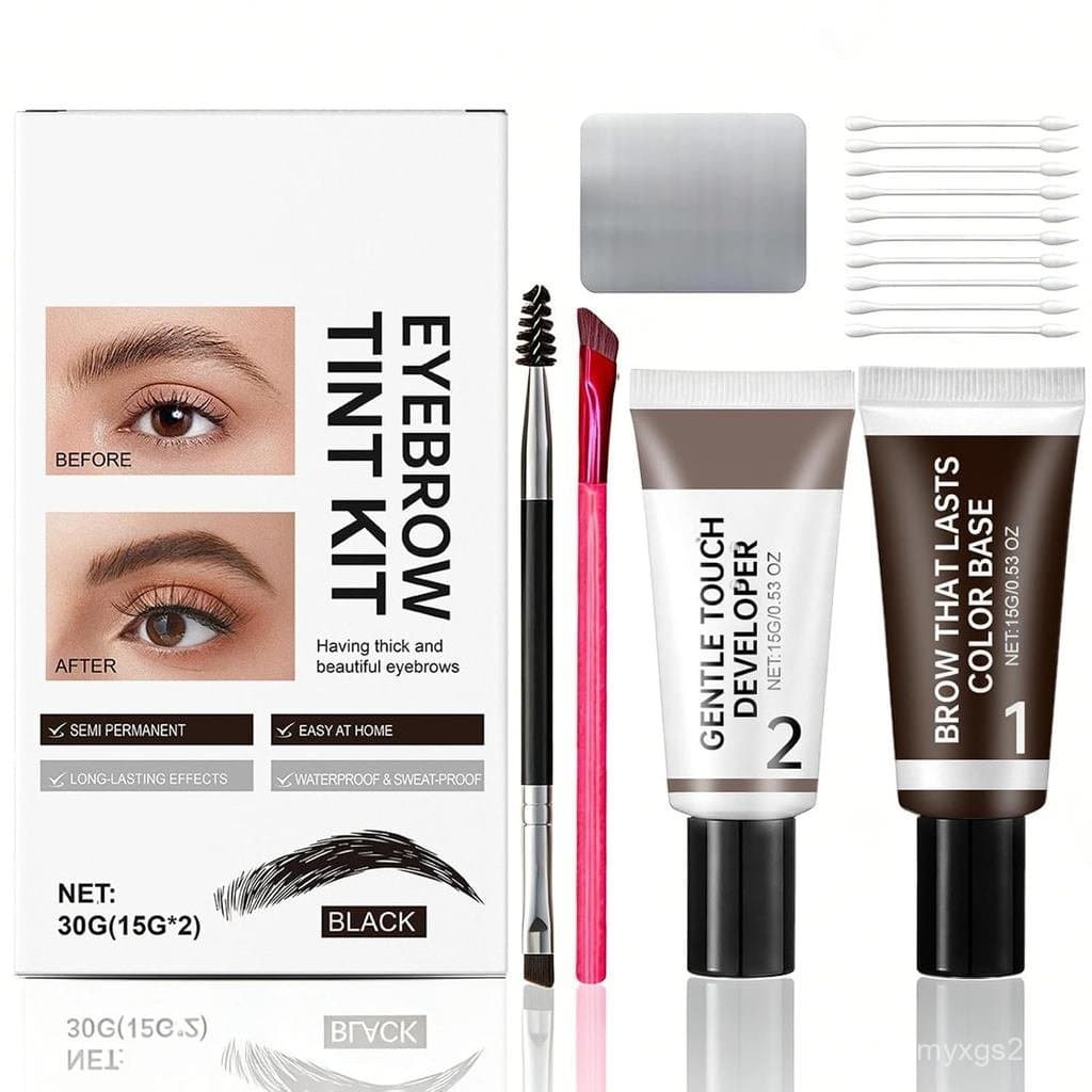 EyebrowTinit, Tintura de Sobrancelhas de Longa Duração para Mulheres, Kit de Coloração de Sobrancelhas à Prova d'Água co